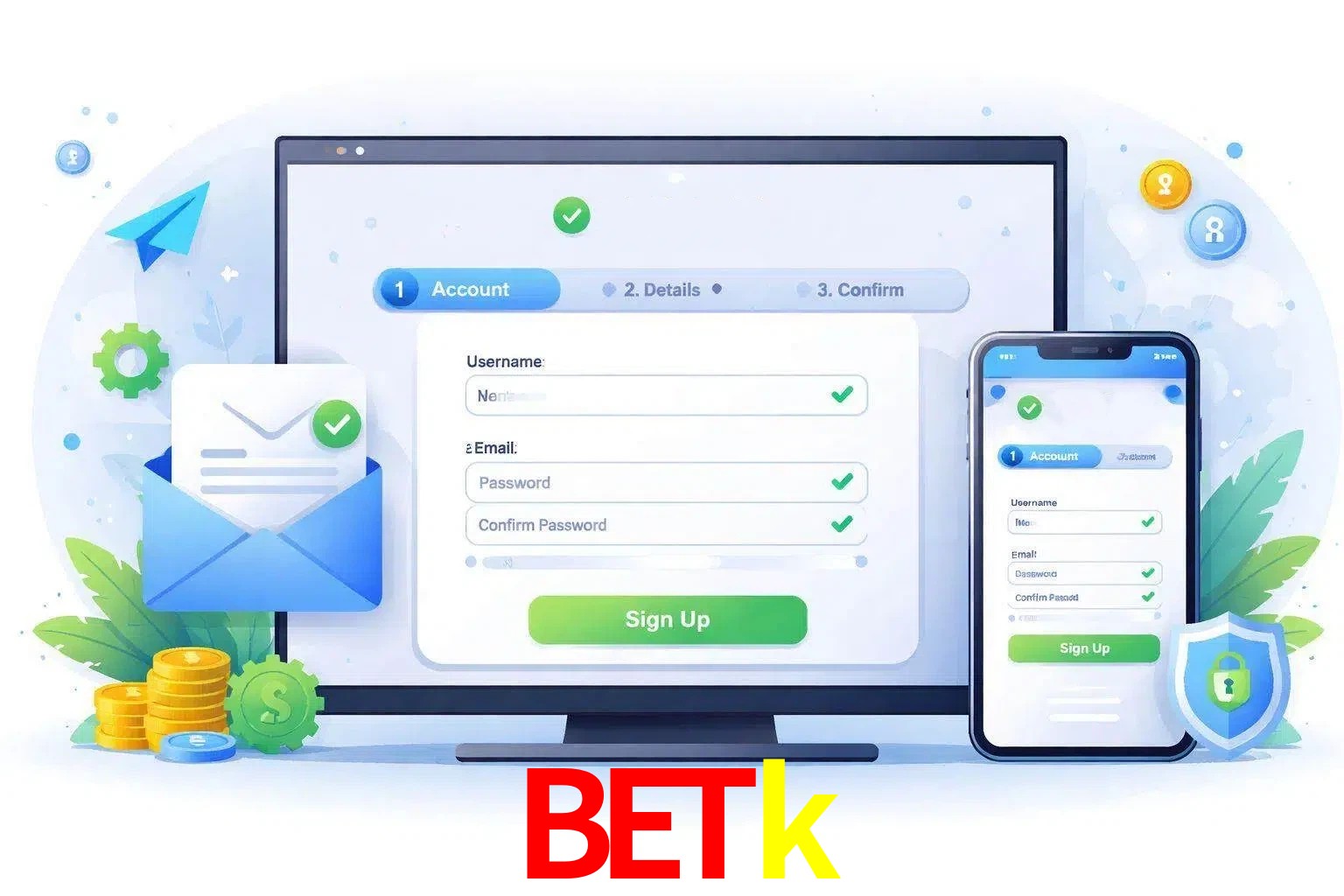 Registro de nuevo usuario y configuración de cuenta Betk