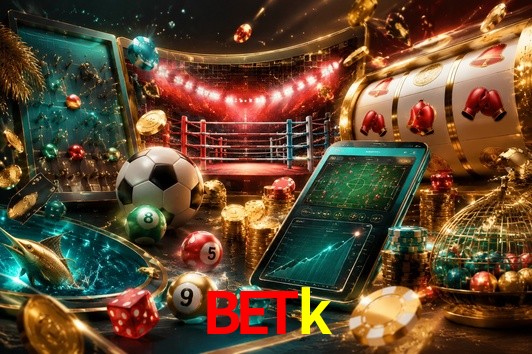 Una escena digital vívida inspirada en casino con Betk mostrado prominentemente, luces brillantes, fichas, cartas y acentos dorados.
